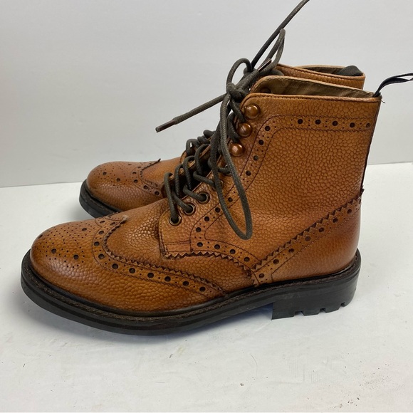 Walk London Sean Brogue Boots In Tan Leather Lace-up Chelsea Wingtip Men’s 6 - Picture 2 of 10